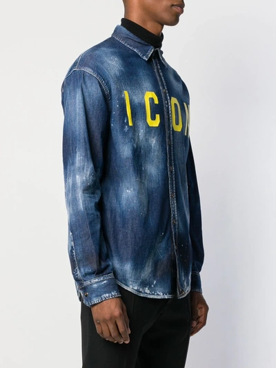 Shop Dsquared2 Icon Denim Shirt In Blue