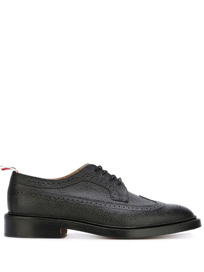 Shop Thom Browne Pebbled Leather Longwing Brogues In Black