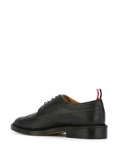 Shop Thom Browne Pebbled Leather Longwing Brogues In Black