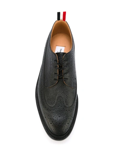 Shop Thom Browne Pebbled Leather Longwing Brogues In Black