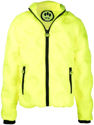 Shop Barrow Logo-embossed Fluorescent Hooded Jacket In Yellow
