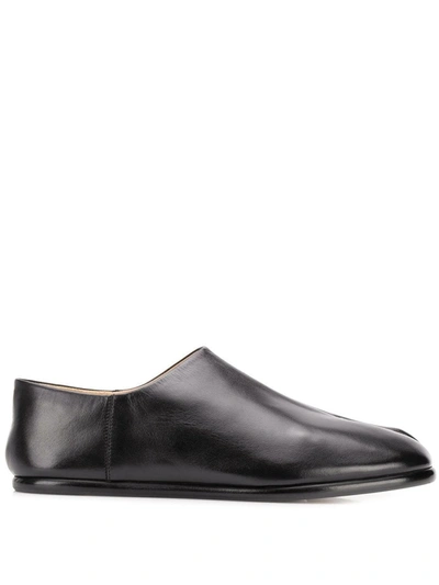 Shop Maison Margiela Tabi Leather Slip-on Shoes In Black