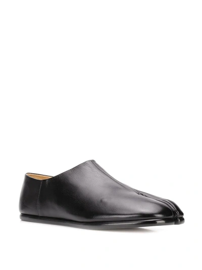 Shop Maison Margiela Tabi Leather Slip-on Shoes In Black