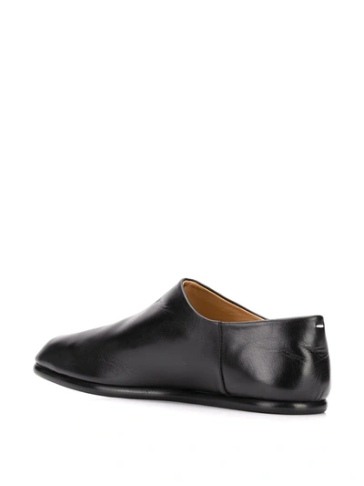 Shop Maison Margiela Tabi Leather Slip-on Shoes In Black