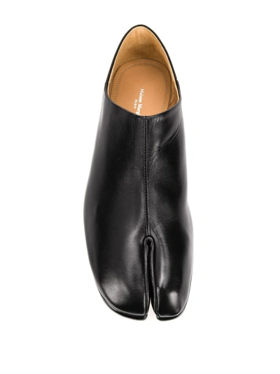 Shop Maison Margiela Tabi Leather Slip-on Shoes In Black