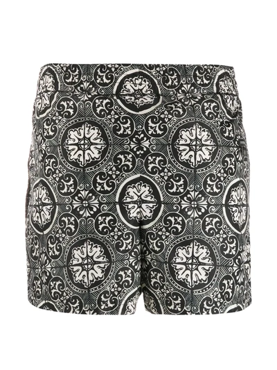 Shop Dolce & Gabbana Tile Print Swim Shorts In Black