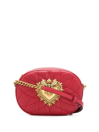 Shop Dolce & Gabbana Devotion Quilted Camera Bag In Red