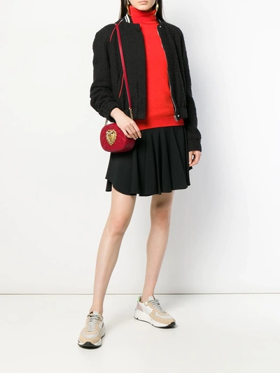 Dolce & Gabbana Devotion Embellished Quilted Leather Shoulder Bag In Red