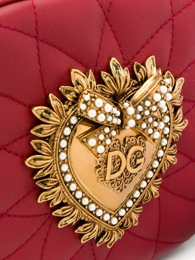 Dolce & Gabbana Devotion Embellished Quilted Leather Shoulder Bag In Red