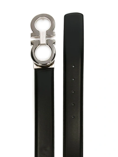 Shop Ferragamo Gancini-plaque Buckle Belt In Black