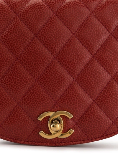 Pre-owned Chanel Cc菱形绗缝腰包 In Red