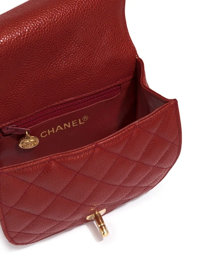 Pre-owned Chanel 1990s Cc Diamond-quilted Belt Bag In Red