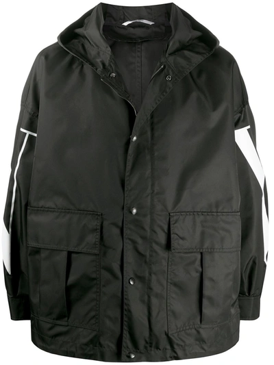 Shop Valentino Vltn Print Windbreaker Jacket In Black
