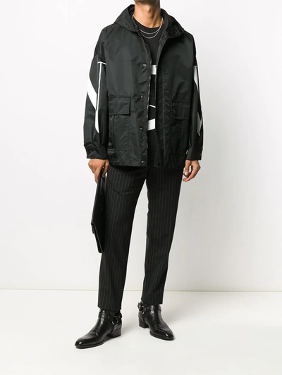 Shop Valentino Vltn Print Windbreaker Jacket In Black