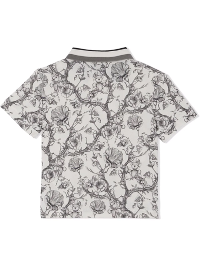 Shop Burberry Floral-print Polo Shirt In Black