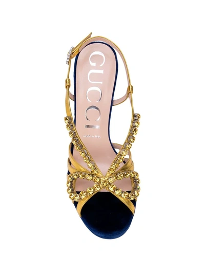 Shop Gucci Crystal Embellished Sandals In Blue