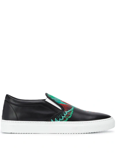 Shop Marcelo Burlon County Of Milan Embroidered Wings Slip-on Sneakers In Black