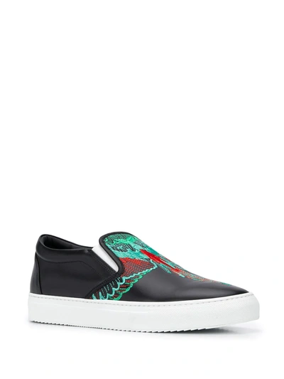 Shop Marcelo Burlon County Of Milan Embroidered Wings Slip-on Sneakers In Black