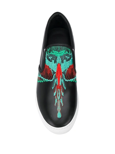 Shop Marcelo Burlon County Of Milan Embroidered Wings Slip-on Sneakers In Black