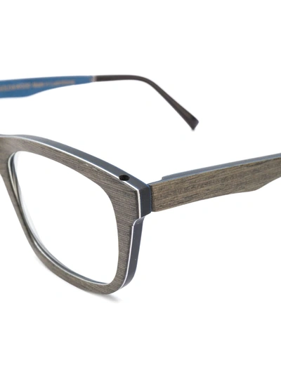 Shop Gold And Wood Square Shaped Glasses In Grey