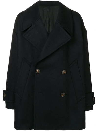 Shop Ami Alexandre Mattiussi Oversize Peacoat In Blue