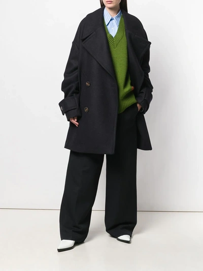 Shop Ami Alexandre Mattiussi Oversize Peacoat In Blue