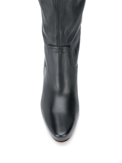 Shop Lanvin Brushed Leather Almond Boots In Black