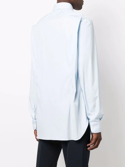 Shop Barba French Collar Long-sleeve Cotton Shirt In Blue