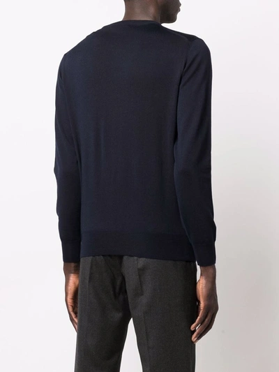 Canali Crew Neck Merino Sweatshirt In Blue