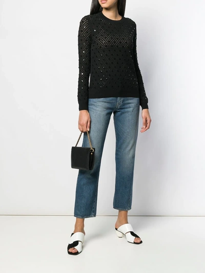 Pre-owned Louis Vuitton  Open Knit Sequinned Details Jumper In Black