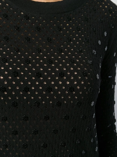 Pre-owned Louis Vuitton 镂空亮片饰细节毛衣 In Black