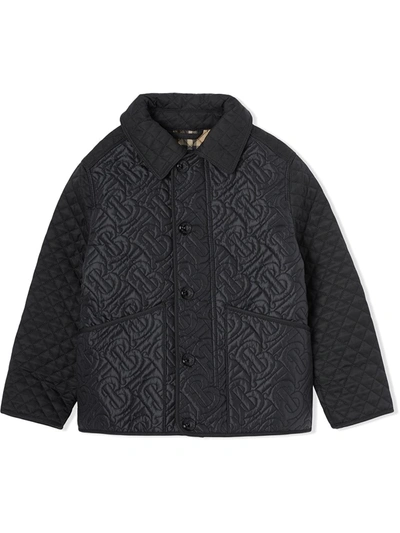 Shop Burberry Monogram Quilted Bomber Jacket In Black