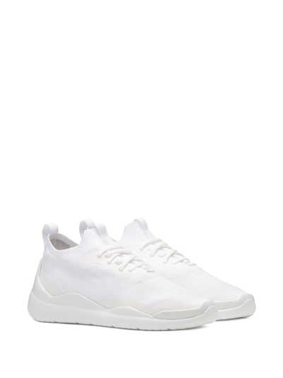 Shop Prada Toblach Techno Knit Lr Sneakers In White