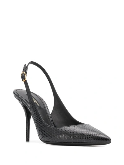 Shop Dolce & Gabbana Tiger-print Leather Slingback Pumps In Black