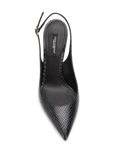 Shop Dolce & Gabbana Tiger-print Leather Slingback Pumps In Black