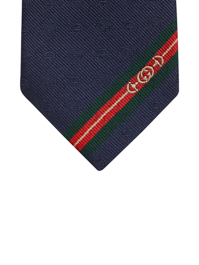 Shop Gucci Double G Jacquard Tie In Blue