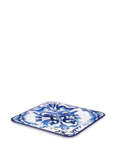 Shop Dolce & Gabbana Medium Mediterranean-print Tray In White