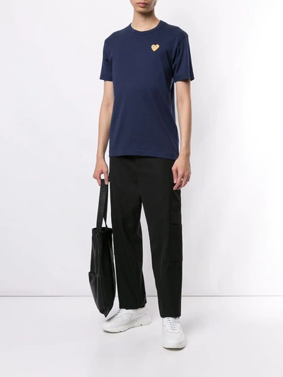 Comme Des Garçons Play Embroidered Heart T-shirt In Blue