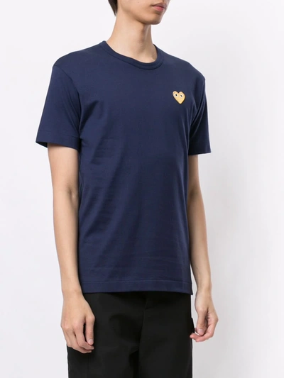 Comme Des Garçons Play Embroidered Heart T-shirt In Blue