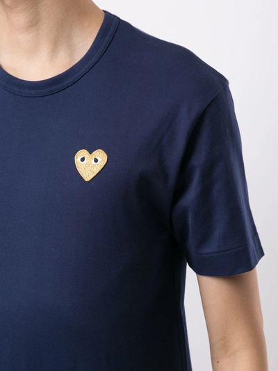 Comme Des Garçons Play Embroidered Heart T-shirt In Blue