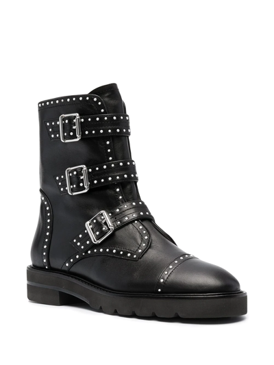 Stuart Weitzman Jesse Lift Studded Ankle Boots In Black