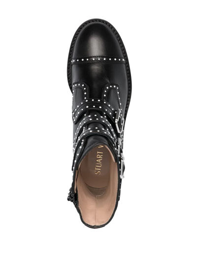Stuart Weitzman Jesse Lift Studded Ankle Boots In Black