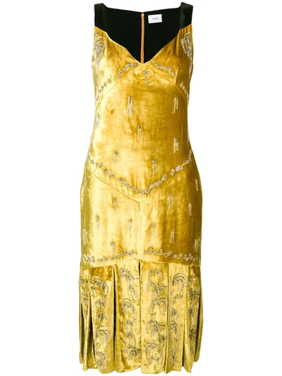Shop Erdem Palmer Midi Dress In Yellow