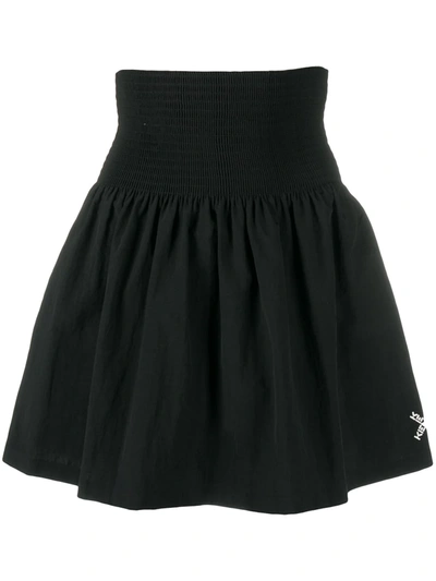 Shop Kenzo High Waist Flared Skirt In Black