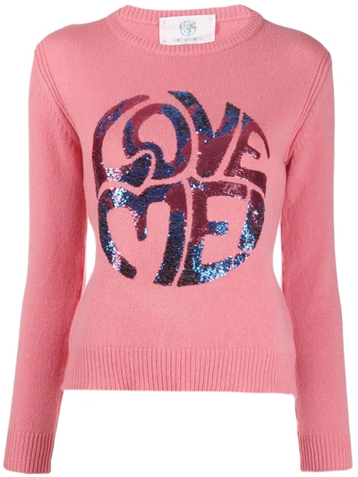 Shop Alberta Ferretti Love Me Knitted Jumper In Pink