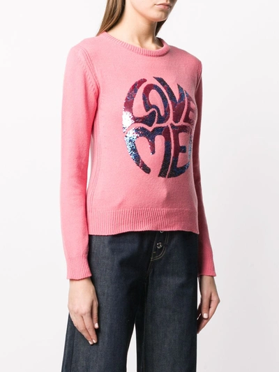 Shop Alberta Ferretti Love Me Knitted Jumper In Pink