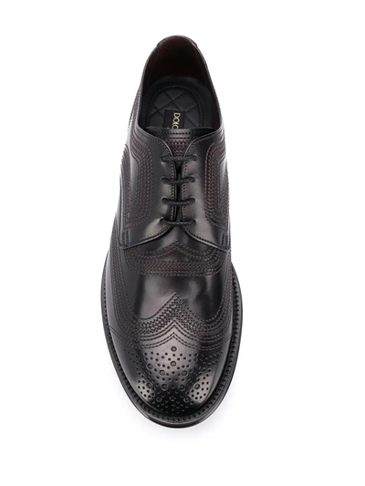 Shop Dolce & Gabbana Brogue-detailed Derby Shoes In Black