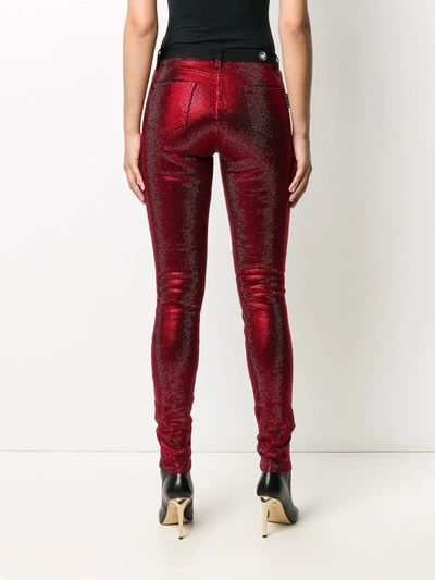 Philipp Plein Crystal Embellished Skinny Jeans In Red