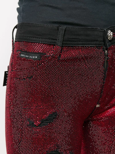 Philipp Plein Crystal Embellished Skinny Jeans In Red