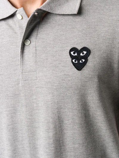 Comme Des Garçons Play Double Heart Cotton Piqué Polo In 灰色